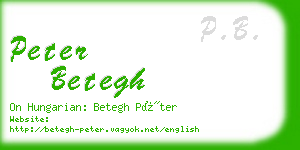peter betegh business card